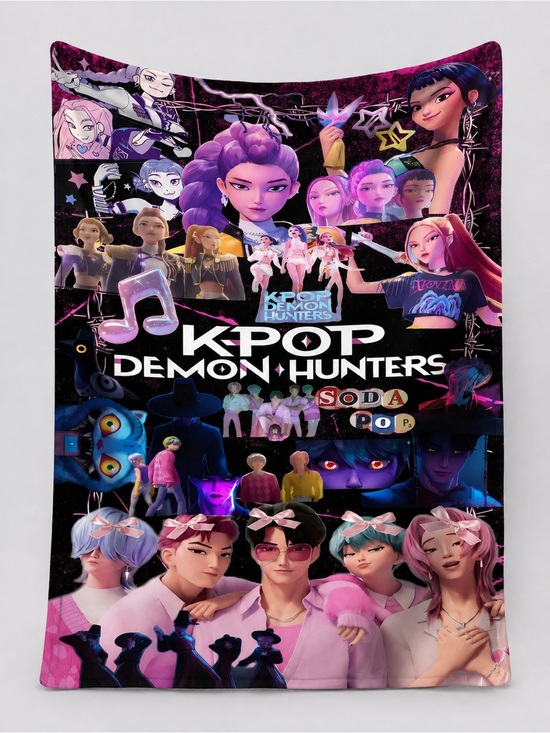 Kpop Other - KPOP Demon Hunters & Saja Boys Fleece Throw Blanket – Soft Cozy Anime